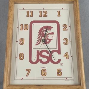 Vintage University Of Southern  California Trojans Oak Wall Clock Cardinal& Gold